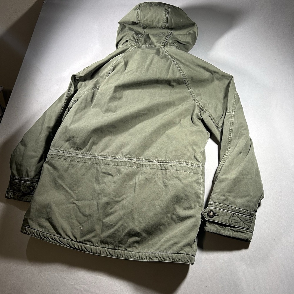 Abercrombie & Fitch Sherpa Lined Military Parka Olive Green Hooded Mens M - Picture 9 of 11